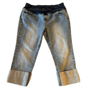 Two Hearts Maternity cuffed jeans.‎ Size XL. Stretch panel with drawstring.
